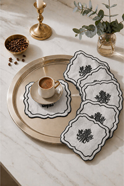 Bonny Home Liva Black 6-Piece Cocktail Coffee Presentation Napkin Maras Work ...