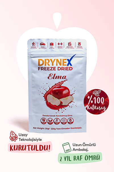 DRYNEX Freeze Dried Elma 20gr Dondurularak Kurutulmuş Çıtır Atıştırmalık Meyv...
