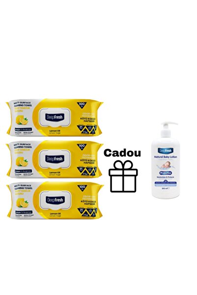 Deep Fresh Multi-surface wet wipes with lemon, baking soda and vinegar 100 pc...