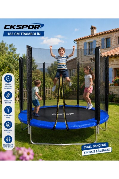 SLİPT 183 cm (72 inç) Trampolin Fileli Korumalı Trambolin