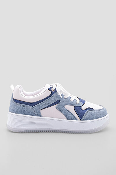 Marjin Kadın Sneaker Yüksek Taban Spor Ayakkabı Aryan Mavi