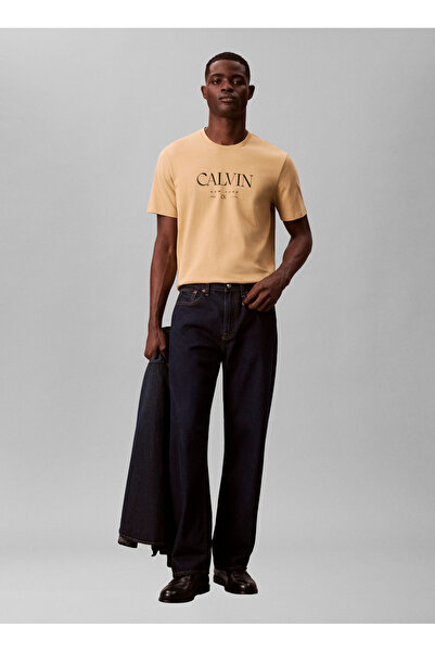 Calvin Klein Kahverengi Erkek Yazı Baskılı T-Shirt LV04RE807G8Q6_SS 20S LN CA...