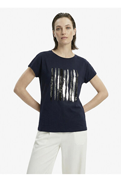 Fabrika Siyah Kadın Regular Fit Payetli T-Shirt F6SL-TST0350