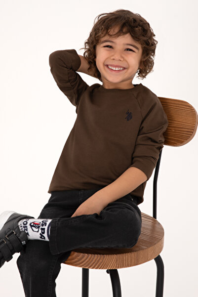 U.S. Polo Assn. Boys' Brown Basic Crew Neck Sweatshirt 50313832-VR029