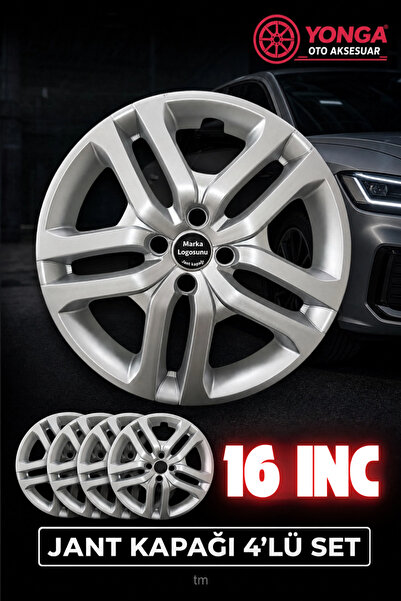 YONGA OTO AKSESUAR Dacia 16 İnç Jant Kapağı 4'lü Set Gümüş + 4 Amblem + 8 Cır...