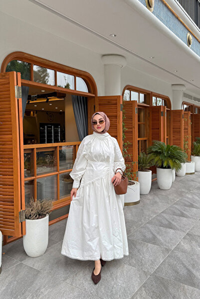 MELEK ARAZ Set Premium MNK cu fustă din poplin – Alb