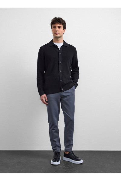 Back And Bond Black Men's Regular Fit Cardigan B35W40021