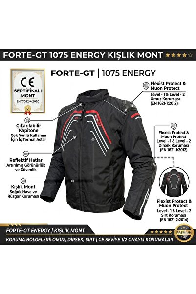Forte GT 1075 معطف دراجة نارية شتوي للحماية الكاملة من الطاقة 4 مواسم مقاس M ...