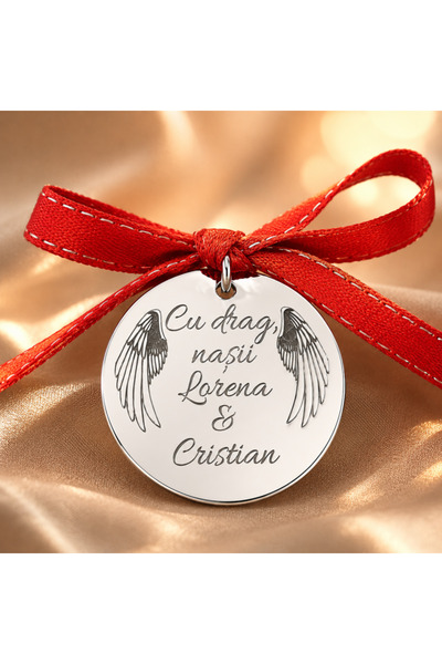 Simoshop Monedă de botez personalizabilă de 22 mm cu panglică
