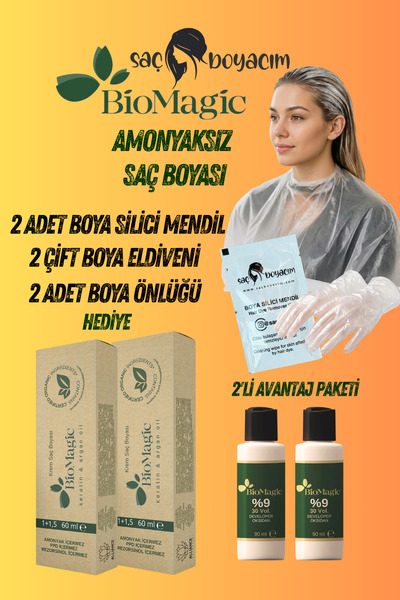 BIOMAGIC Saç Boyacım Mendil+Bio Magic Amonyaksız Saç Boyası 5.11 Yoğun Küllü ...