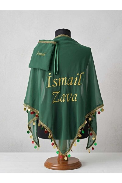 Sanatsal Nakış Nakışlı Yöresel Damat Şalı İsme Özel Zava - Kına Örtüsü - Dama...