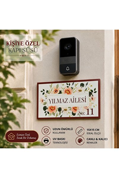 HippoDeco Kişiye Özel UV Baskı Kapı Süsü – Aile İsimli Kapı Tabelası (25x20 cm)