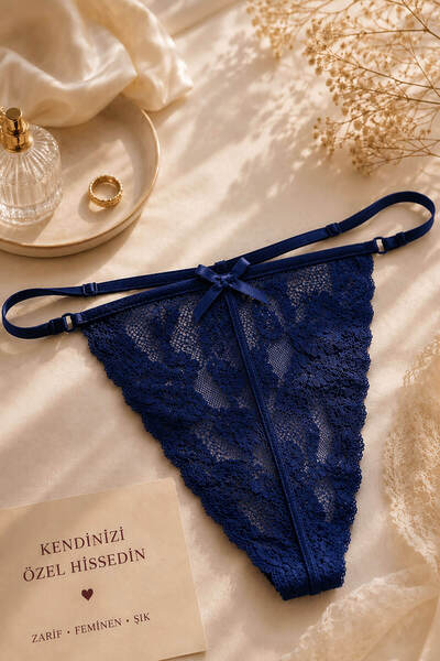 Hepsine Rakip Women's Lace Thong Drawstring String Panties