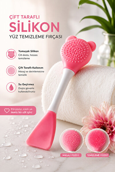 Kinlee Çift Taraflı Silikon Yüz Temizleme Fırçası ve Maske Uygulama Spatulası...