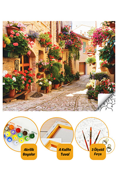 tale hobby Sayılarla Boyama Seti Kasnaklı 40x50cm "Şirin Sokak" Boyalar Ve Fı...