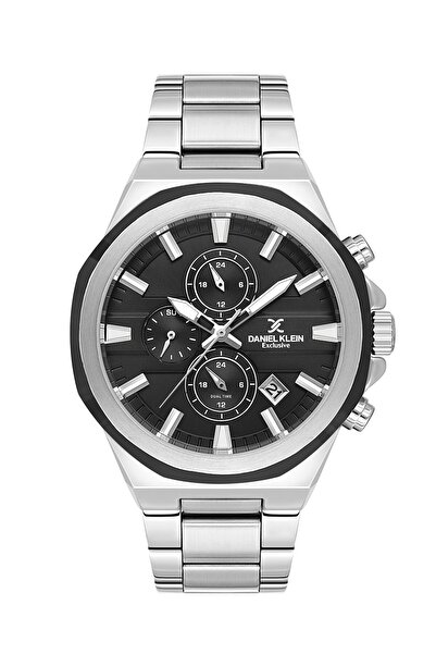 Daniel Klein Black Dial Silver Color Band 41 mm Inner Indicators Active Men's...