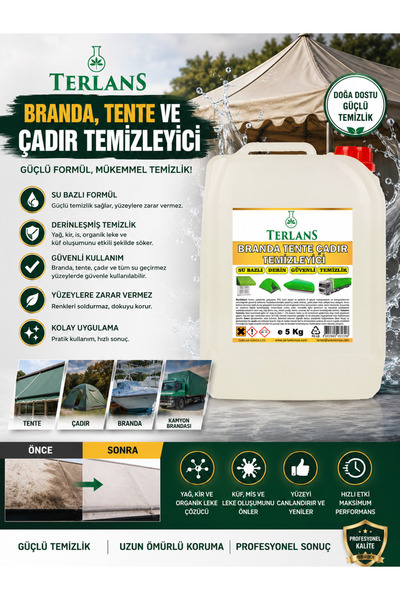 Terlans Branda, Tente ve Çadır Temizleyici 5 KG | Yağ, Kir ve Organik Leke Çö...