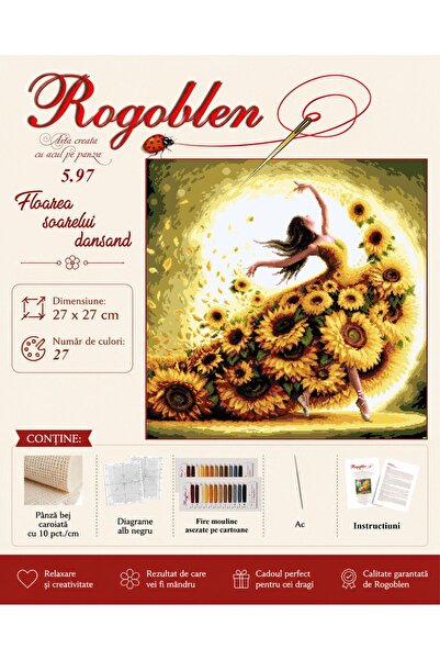 Rogoblen Tapiserie Floarea-soarelui dansatoare - set de tapiserie de cusut cu...