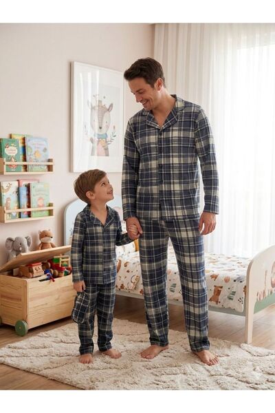 ALİŞ KİDS Set de pijamale din material textil Milan pentru tată și copil, alb...