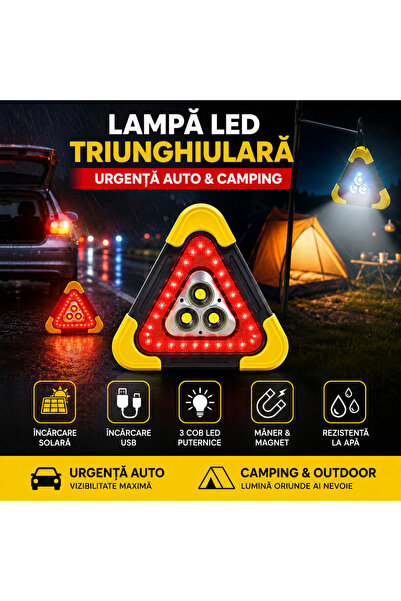 PARADOX SINCE 1992 Lampa LED avertizare auto triunghiulara 3 COB iluminat urg...