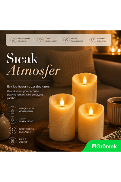 Cata 3'LÜ LEDLİ MUM SET