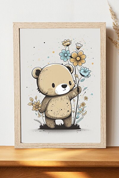 Luna Marissa Αφίσα Floral Bear - Αφίσα ψηφιακής τέχνης από χοντρό χαρτί χωρίς...