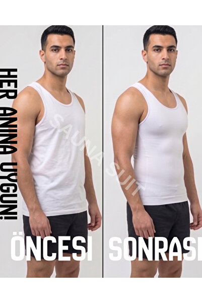 SAUNA SUIT Premium Men's Corset Recovery Waist Chest Belly Size 2 White Under...
