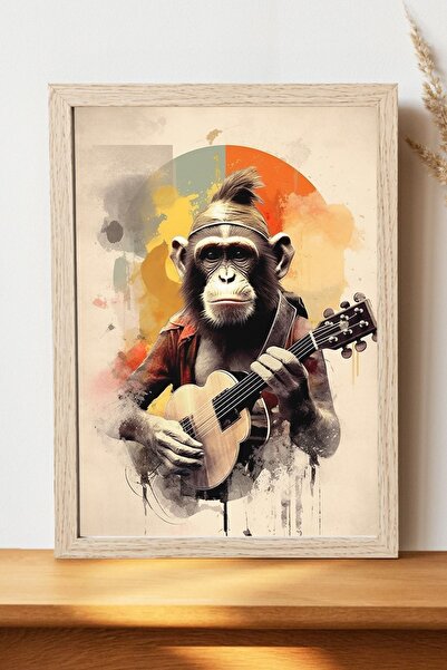 Luna Marissa Αφίσα Guitarist Monkey - Αφίσα ψηφιακής τέχνης από γυαλιστερό χα...