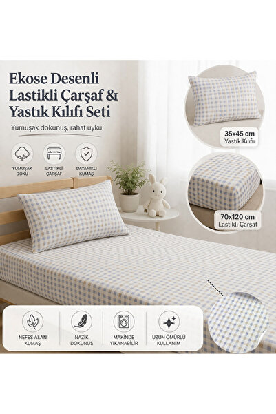 Ozz Baby ملاءة سرير أطفال مرنة من القطن بنسبة 100% بنمط ملون (70X120X15)(60X1...
