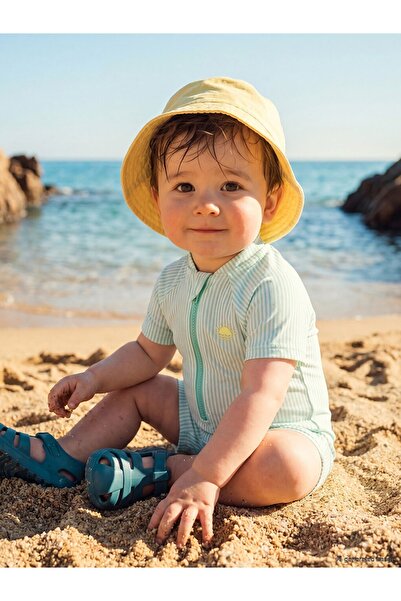 LC Waikiki Nakışlı Çizgili Erkek Bebek Tulum Mayo