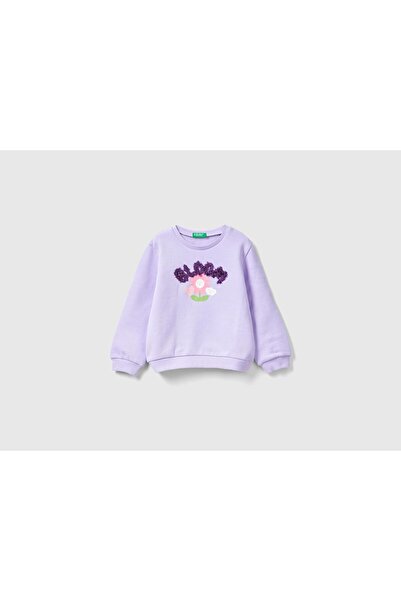 United Colors of Benetton Hanorac alb pentru fete cu imprimeu grafic - decolt...