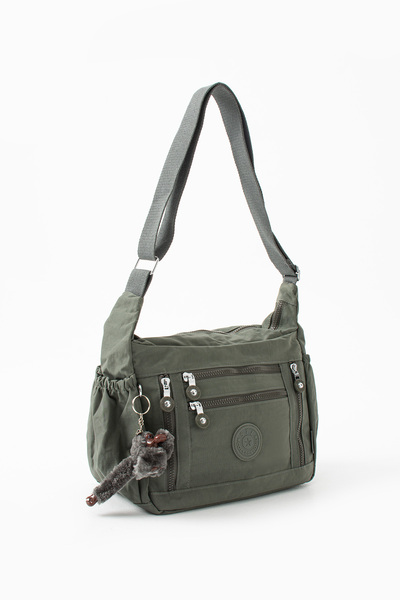 DUOMİNO Duomino Clinker Multi-Pocket Water Resistant Gray Crinkle Shoulder Ba...
