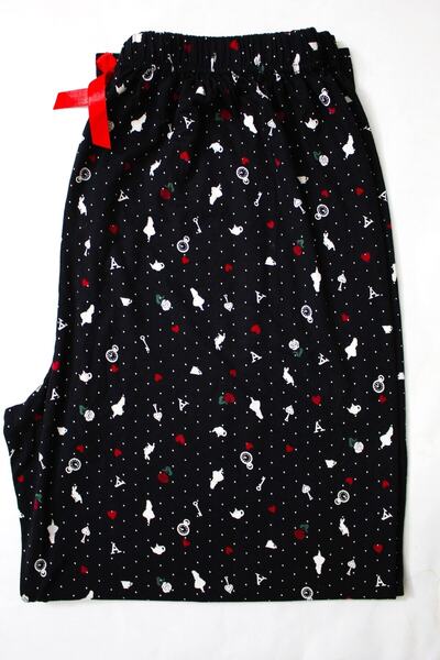 Made By me Büyük Beden Pijama Altı Modal Kumaş Modern Kaliteli Estetik Siyah Kırmızı Desenli