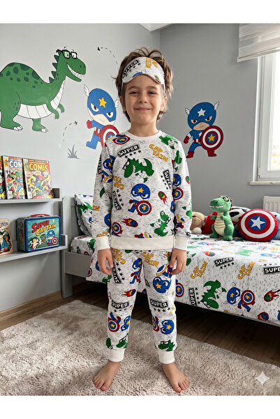 Fil Kids Pijama pentru băieți, bumbac piese, din material textil, culoare alb...