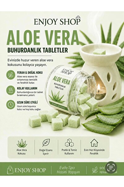 ENJOY SHOP 20 ADET ALOE VERA KOKULU DOĞAL NATUREL BUHURDANLIK WAX MUM TABLETL...