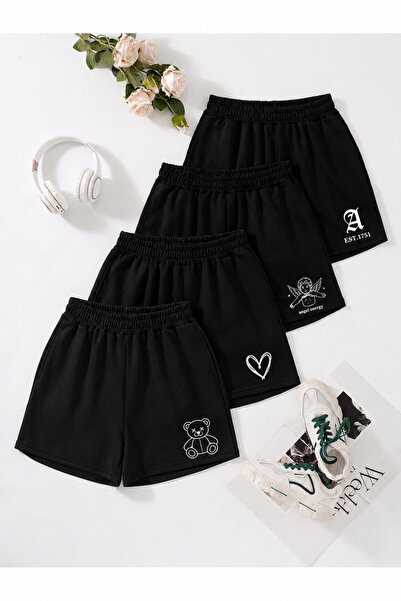 Adrift 4pcs Letter Graphic Slant Pockets Şort