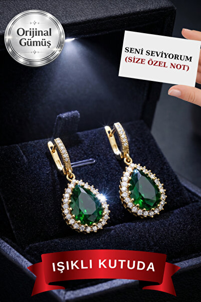 CARAT STONE IŞIKLI KUTUDA HÜRREM SULTAN GERÇEK GÜMÜŞTEN ÇİFT KÜPE 925 AYAR