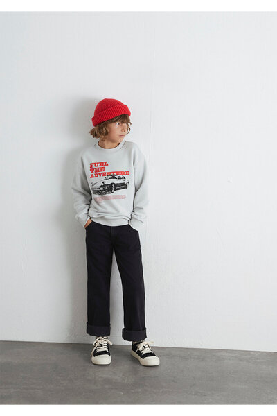 Mavi Araba Baskılı Gri Sweatshirt 6S10126-90782