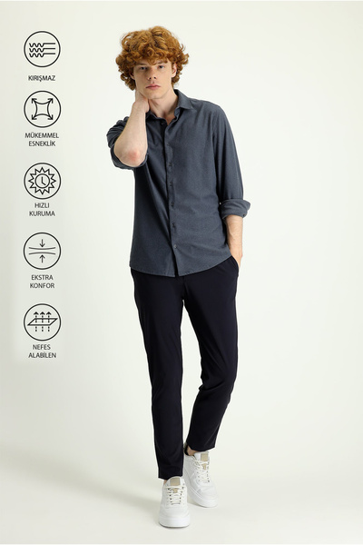 Kiğılı Pantaloni Techno-Line 7 Drop Slim Fit, cu croială îngustă, talie elast...