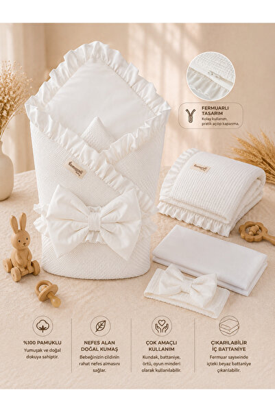 Tomuycuk Pique Baby Blanket Swaddle 100% Cotton Removable Inner Fiber Newborn...