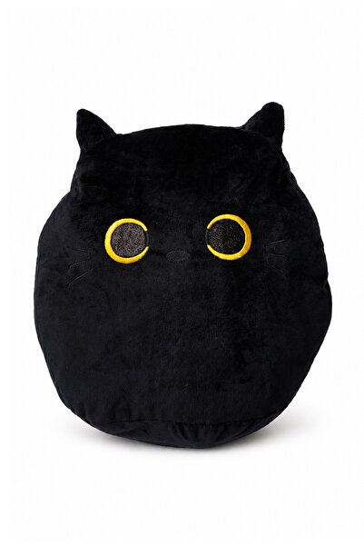 Ecrou Kara Kedi Dekoratif Pelüş Yastık 35 cm Siyah
