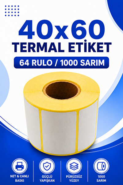 Küresel Etiket Barkod ملصق حراري 40 × 60 مم |   64 رول |   1000 لف |   بدون ش...