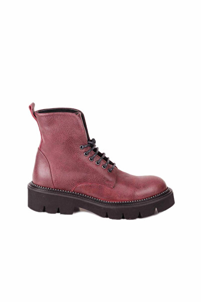 Bueno Shoes 01wr3405 Μοντέλο Βουργουνδί Χρώμα Δερμάτινες Γυναικείες Flat Μπότες