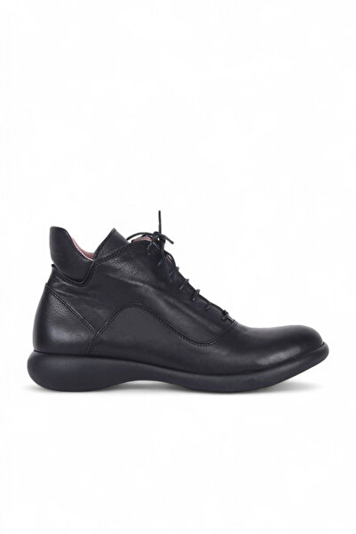 Bueno Shoes Cizme plate de damă din piele neagră 01wr7700