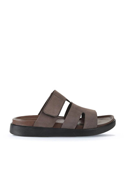 Bueno Shoes شبشب مسطح للرجال من جلد النوبوك البني 11t23447