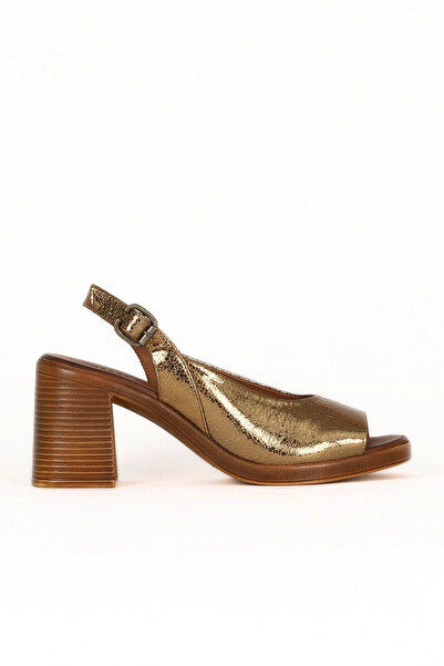 Bueno Shoes Sandale cu toc pentru femei din piele bronzată 01we3700