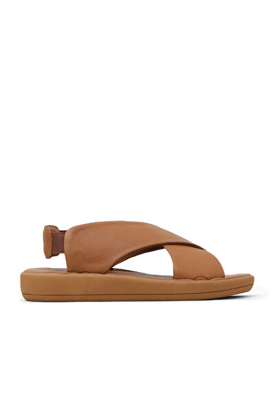 Bueno Shoes صندل مسطح للنساء من الجلد الداكن 01wy2303