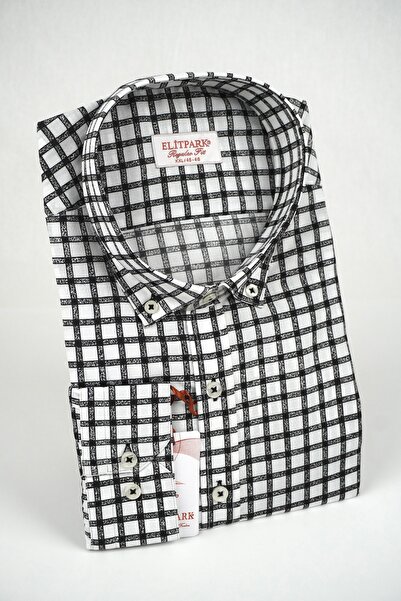 elitpark Cotton Patterned Black Men's Shirt