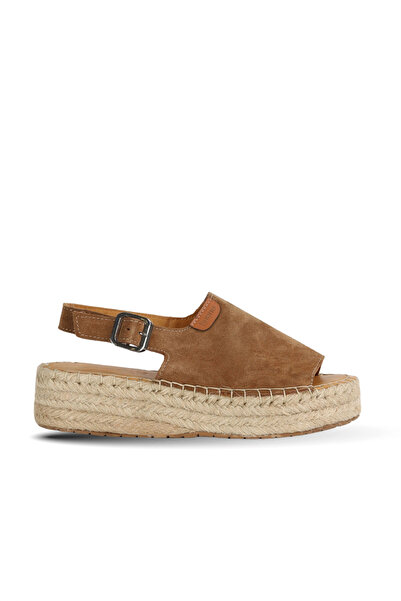 Bueno Shoes Sandale plate pentru femei din piele intoarsa maro 14ws72500