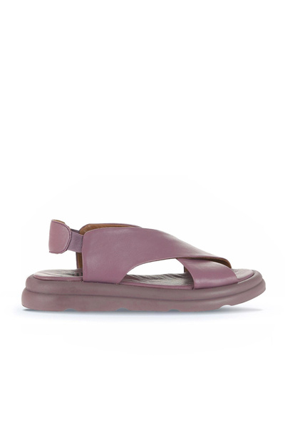 Bueno Shoes Sandale plate de damă din piele mov 01wa2603